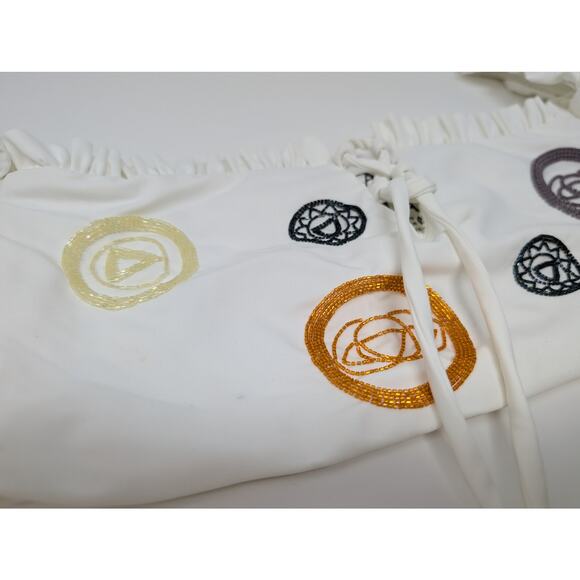 Oceanus X Cinta The Label Off The Shoulder Beaded Bikini Top Size Medium White‎ - Picture 4 of 6